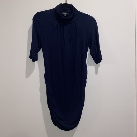 A PEA IN THE POD Maternity Sz S Cowl Neck Navy Sweater Shirt Soft Spandex Fall - Picture 1 of 7